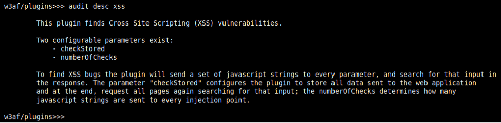 Figure 8: XSS Plugin description