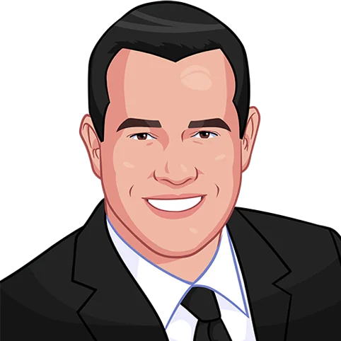 a cartoon drawing of a man in a suit and tie